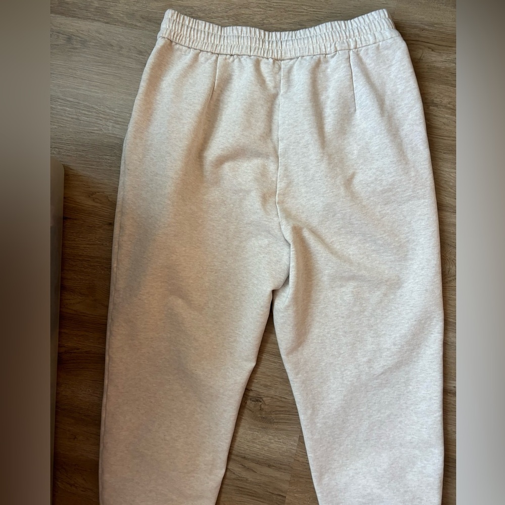 Varley Lincoln Pant Classic Sweat High-Rise Cropped Beige women’s Large - Picture 2 of 5